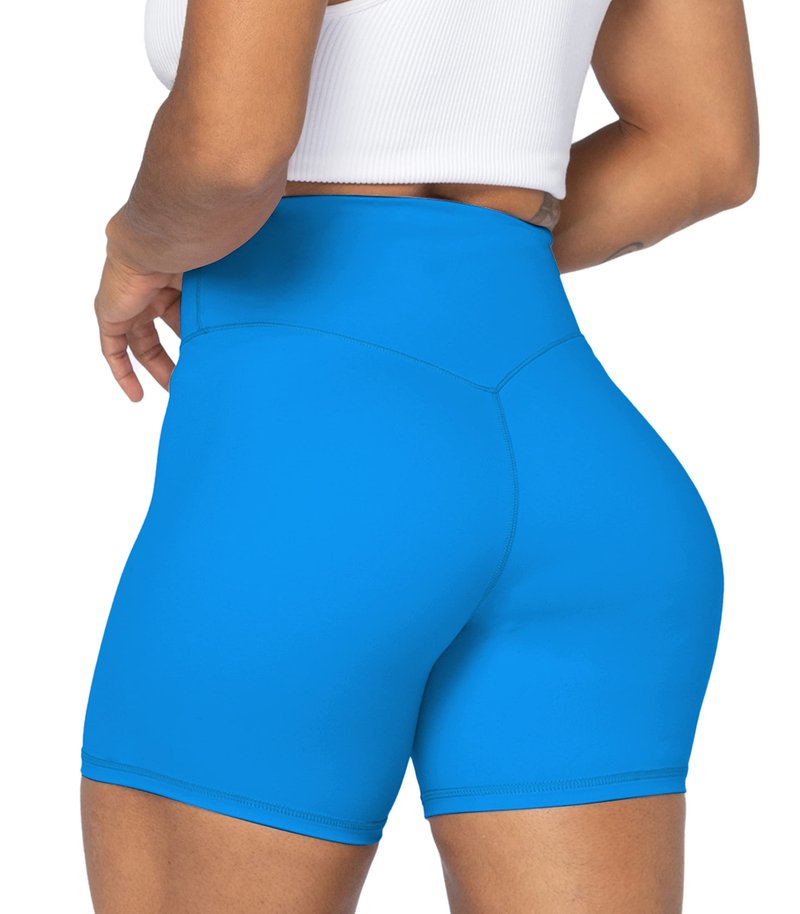 Sunzel Women's Biker Shorts in High Waist Tummy Control with No Front Seam 5" Black+Blue (2 Pack) X-Large