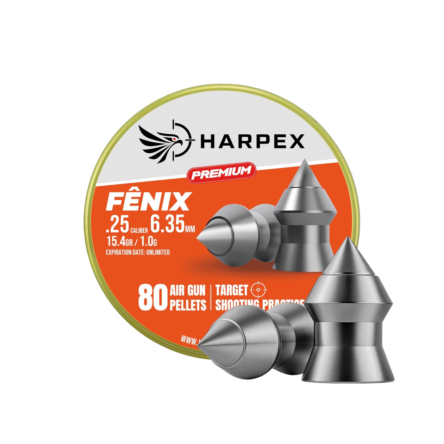 Harpex Fenix Premium .25 Cal Airgun Pellets – Lightweight Precision Lead – High Accuracy for Target Shooting & Small Game – Consistent Performance (25Cal 80ct)