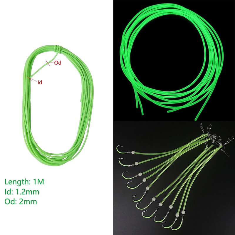 10X Luminous Tube Deep Sea Fishing Soft Plastic Fishing Angling Glow Tubing Tool Attract Fish (1.2mm Inner Diameter,1M Long)
