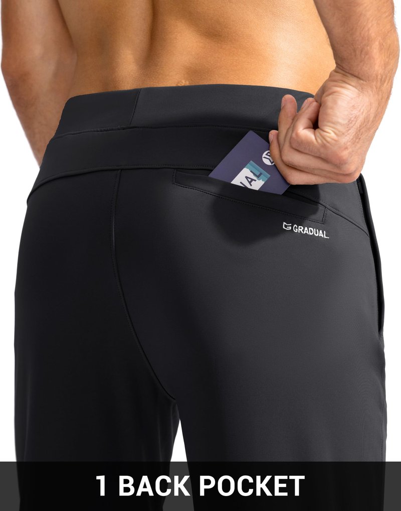 G Gradual Men's Golf Joggers Pants with Zipper Pockets Stretch Sweatpants Slim Fit Track Pants Joggers for Men Work Running (Black, L)