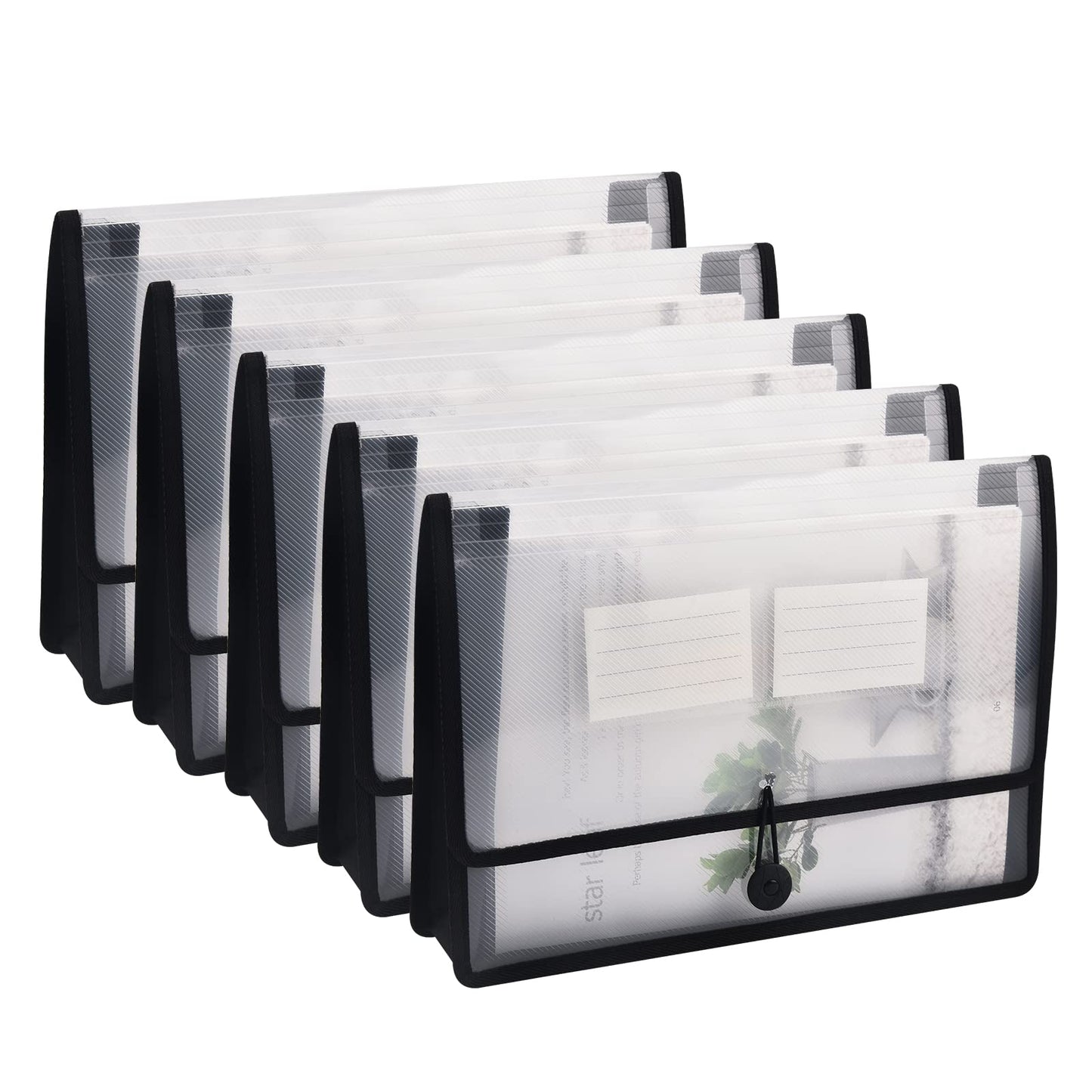 Expanding File Folder Document Organizer with Elastic Cord & Button Closure, Letter Size, 2.8" Expansion, Letter A4 Expandable File Folder for Home School Office Organization, 5 Pack