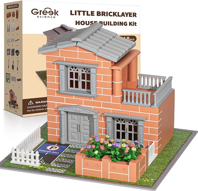 Mini House Building Kit for Kids Age 8+ - Block Building Toys with Real Mini Bricks STEM Creative Gifts for Boys Girls- DIY Tiny House Construction Set