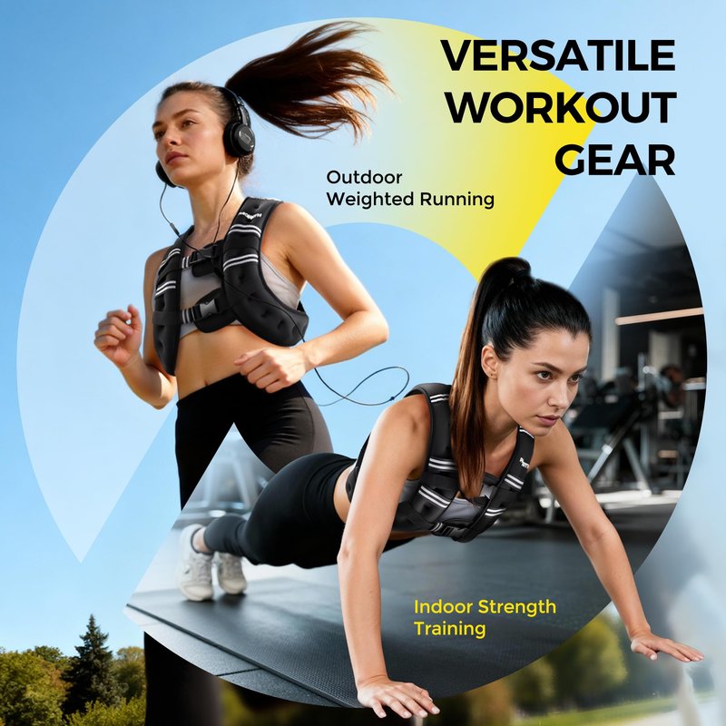PACEARTH Weighted Vest, 6lb/12lb/16lb/20lb/25lb/30lb Weight Vest with Reflective Stripe, Body Weight Vests Adjustable for Men, Women Workout, Strength Training, Running, Walking, Jogging