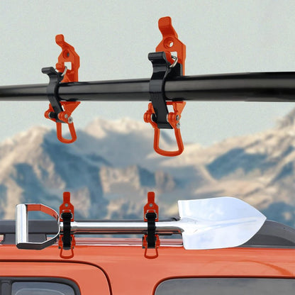 2 PCS Shovel Rack- Perfect Overlanding Gear and Off-Road Accessory for Trucks- Securely Mounts on Roof Rack- Tool Holder,Rubber Clamp Grip Mount Kit Fits Shovel Holder Wall Mount, and Pole Clamp