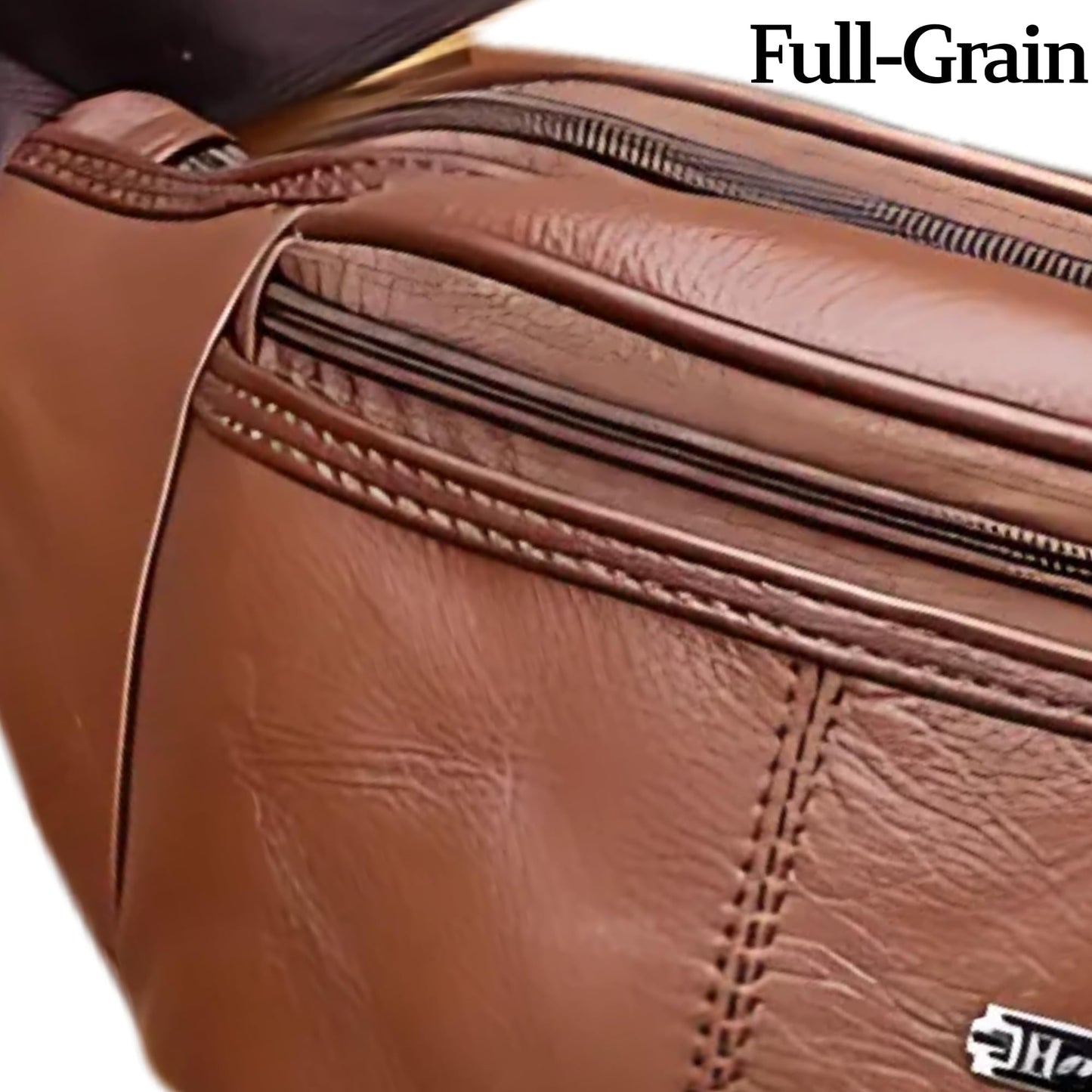 Genuine Leather Fanny Pack Bum Bag for Men – Crossbody Sling Waist Bag with 3 Pockets & Hidden Anti-Theft Pocket, Adjustable Strap, Lightweight Travel Hip Bag for Hiking, Outdoor & Daily Use (Tan)