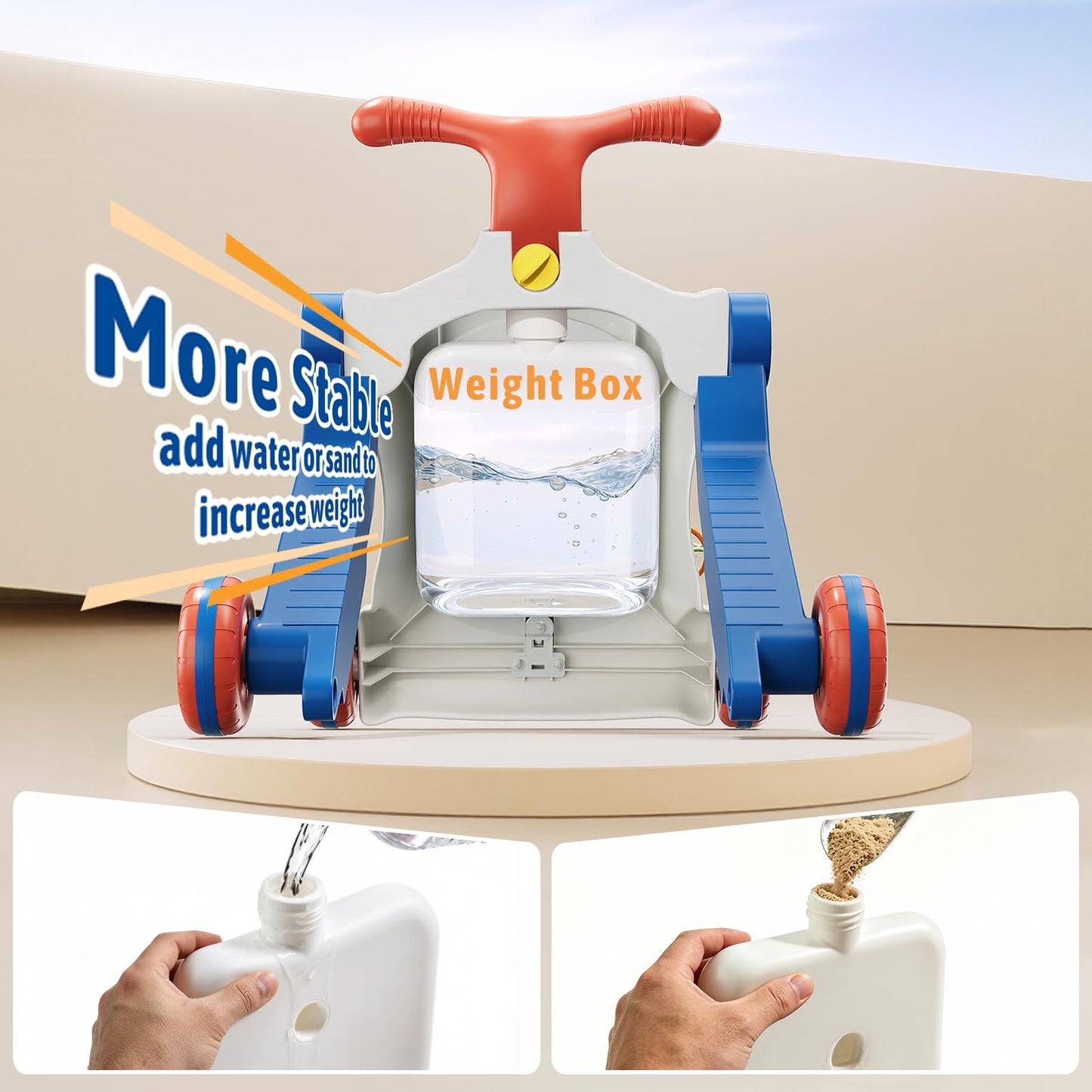 HYES 5 in 1 Baby Push Walker for Baby Boy, Activity Center Learning to Walk, Sit to Stand, Early Learning Push Toys for Infant 12 Months, Walking Toys Gift for Toddler Boys, Blue