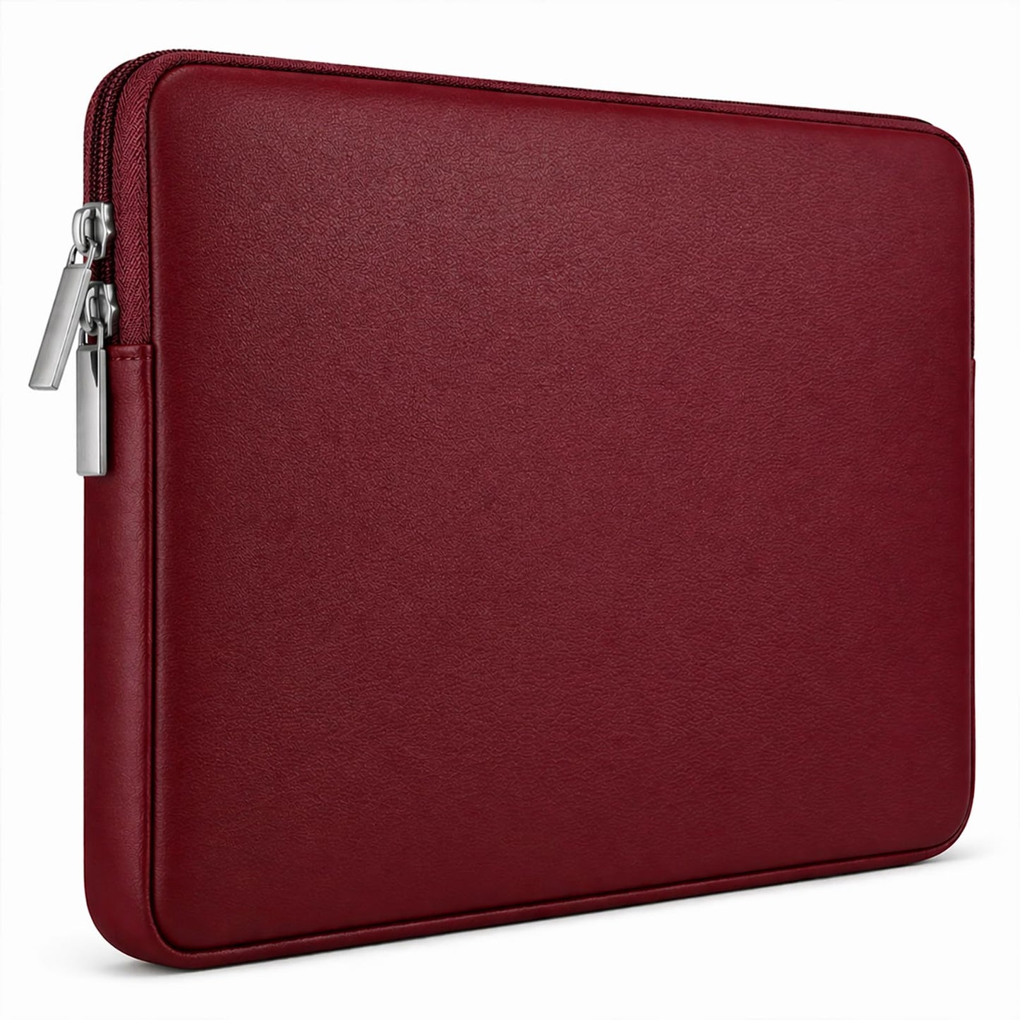RAINYEAR 15.6 Inch Laptop Sleeve Soft PU Leather Case Protective Water Resistant Zipper Padded Cover Carrying Bag Compatible with 15.6" Notebook Computer Chromebook(Red)