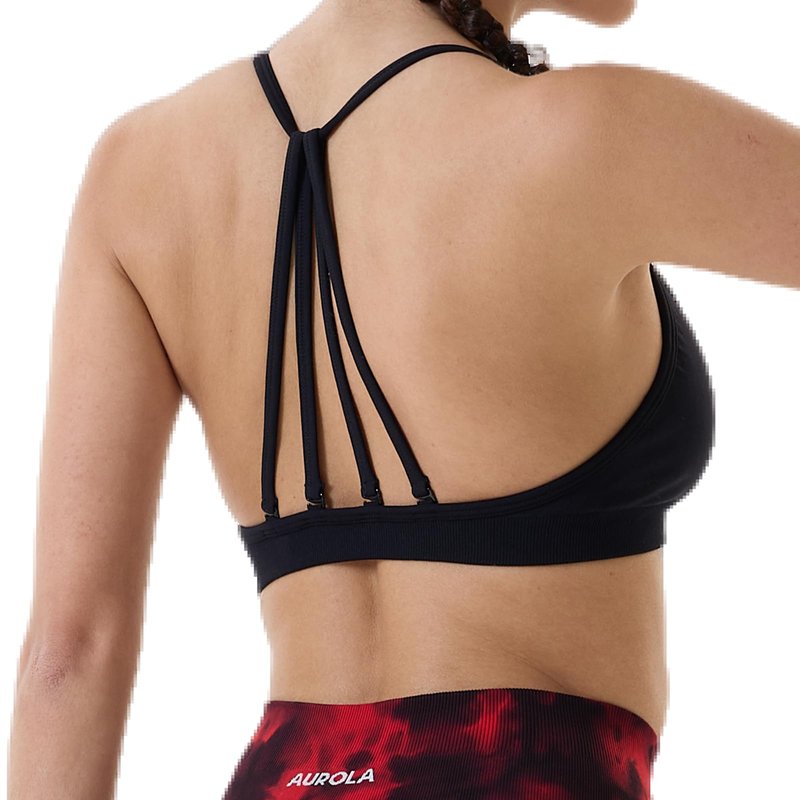 AUROLA Seamless Mercury Workout Sports Bras for Women Athletic Removable Adjustable Backless Minimal Top,Seamless-Black,M