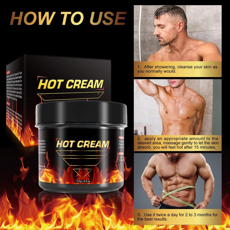 FANSHI Hot Sweat Cream – Natural Workout Enhancer for Muscle Warm-Up & Skin Tightening – Supports Sweat & Circulation – for Women & Men – Belly, Thighs, Arms, 4fl.oz