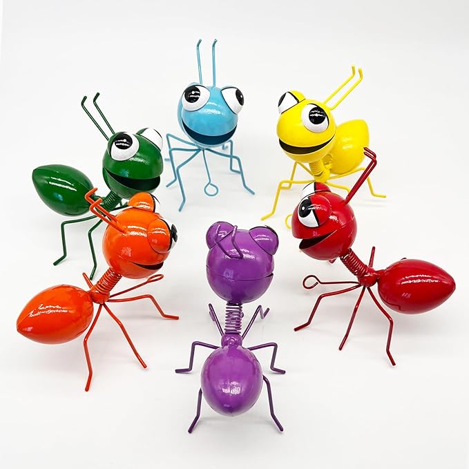 Metal Yard Art Garden Decor for Outside Cute Ants Yard Decorations Outdoor Lawn Ornaments Backyard Gifts for Mom - Set of 6