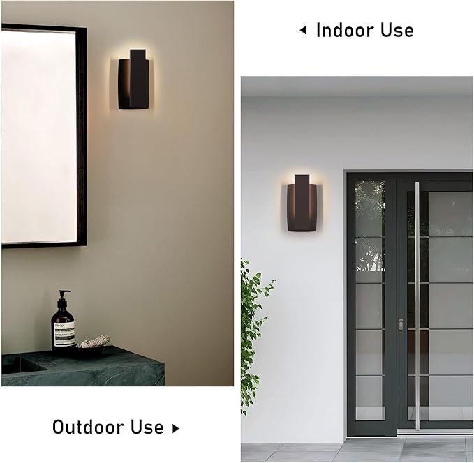 LamQee Modern Outdoor Wall Lights for House LED Integrated, Aluminum Outdoor Porch Light Fixture Wall Mount, 3000K 10W Exterior Wall Sconce Lighting Patio Front Door Garage Indoor, Brown