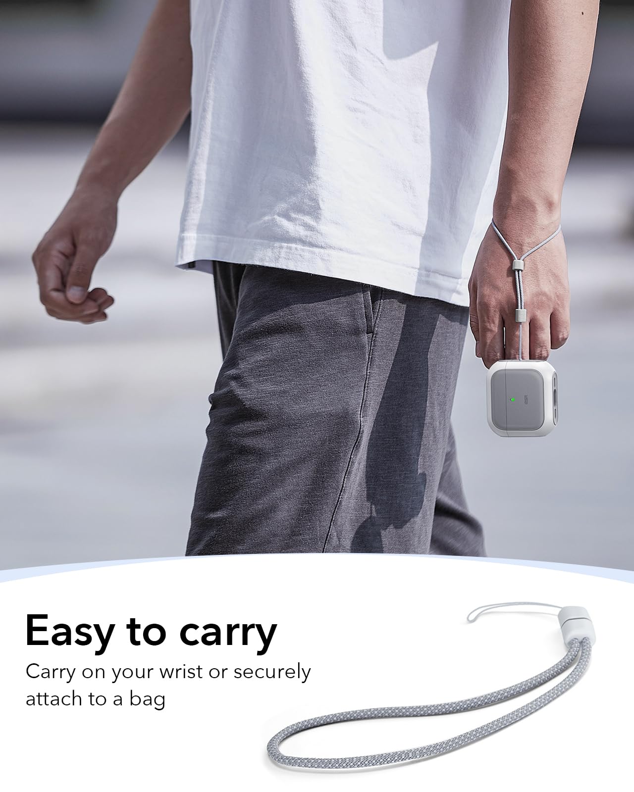 ESR for AirPods 4 Case, Compatible with AirPods 4th Generation Case (2024) (USB-C), Compatible with MagSafe, Drop Protection Cover with Lanyard, Magnetic Lid Lock, Orbit Hybrid Series, White