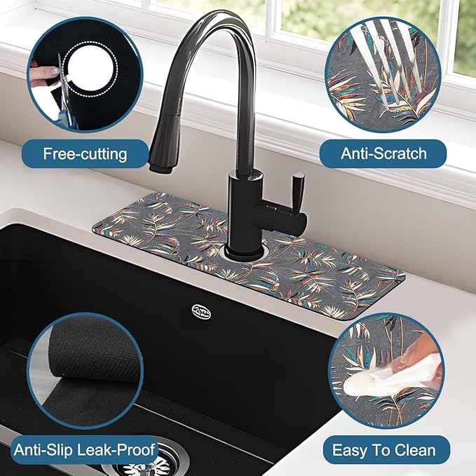 Ceramic Texture Kitchen Sink Splash Guard Faucet Mat Kitchen Tiles Super