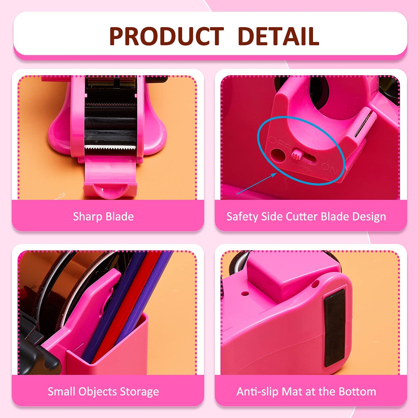 Multiple Roll Cut Heat Tape Cut Dispenser Resistant Sublimation Desk Dispenser with 5 Pieces High Temp Multi-Size Heat Press Tape for Industrial Use, Solder(Pink)