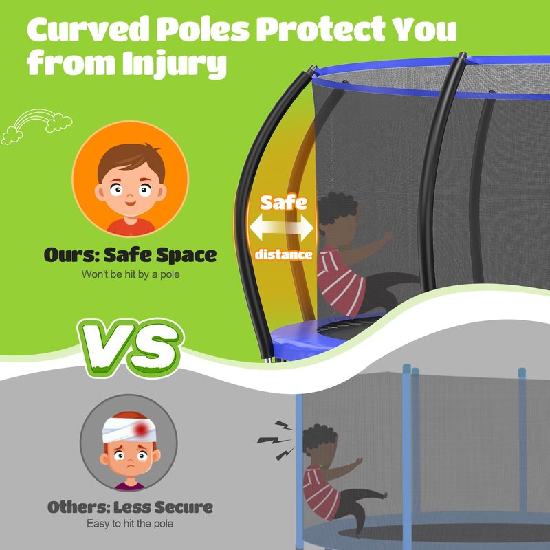 ORCC Kids Trampoline, 1200LBS Weight Capacity Outdoor Trampoline 16 15 14 12 10 8FT Yard Trampolines for Kids Adults