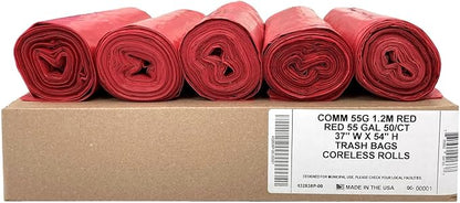 Ultrasac Heavy Duty 55 Gallon Red Trash Bags