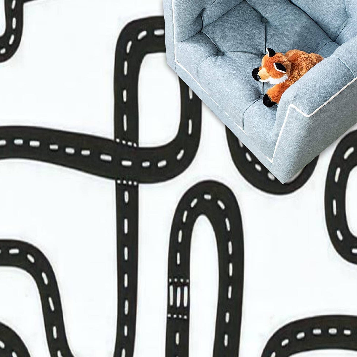 ZCVJPZHZMS Play Area Rugs Black and White Seamless in Roads from Above 3D Carpet Extra Large Rug ' Bedroom Playroom Nursery Décor Boys Girls, Learning & Playing 5x8 ft, Multi9, 5 feet X 8 feet