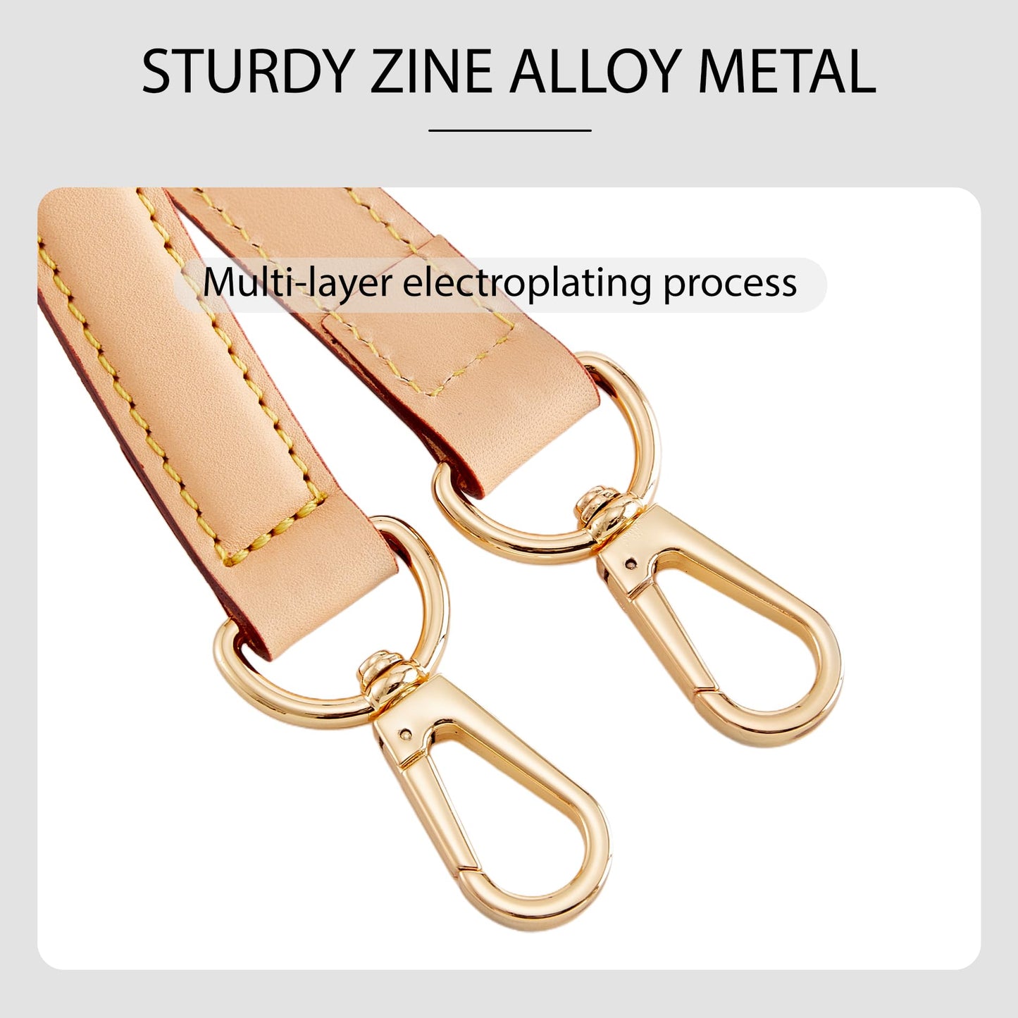 OAikor Genuine Vachetta Leather Shoulder Strap Short Purse Strap Replacement for Lv Graceful Speedy Alma and Dauphine Tote Handbags,Not Adjustable 24.8" Long/0.7''Width, Beige