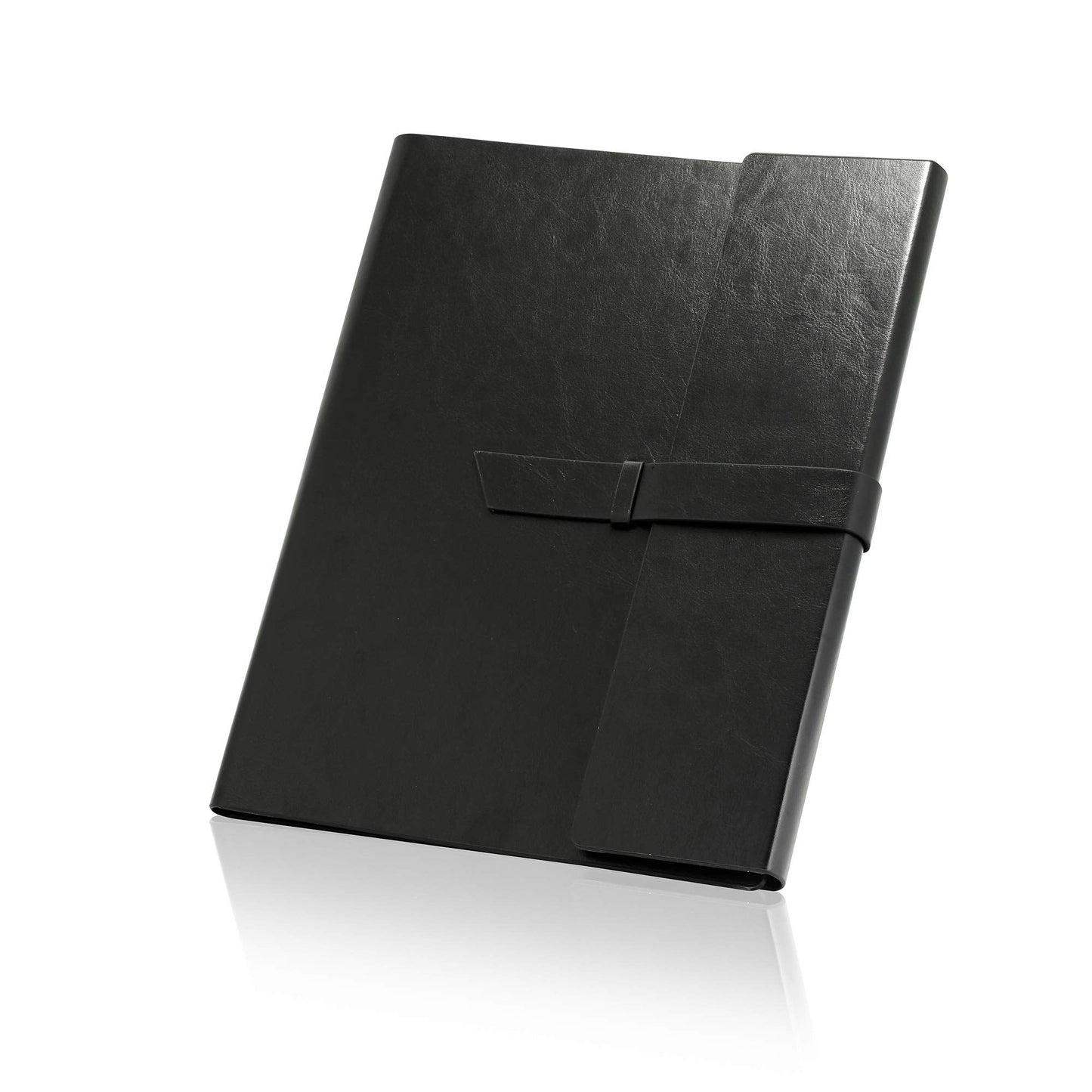 Gallaway Leather Padfolio Portfolio Folder – Slim Portfolio Folio Organizer Holder for Letter Legal A4 Note Pads Notebooks for Men Women Refillable Business Leather Portfolio Binder, Black