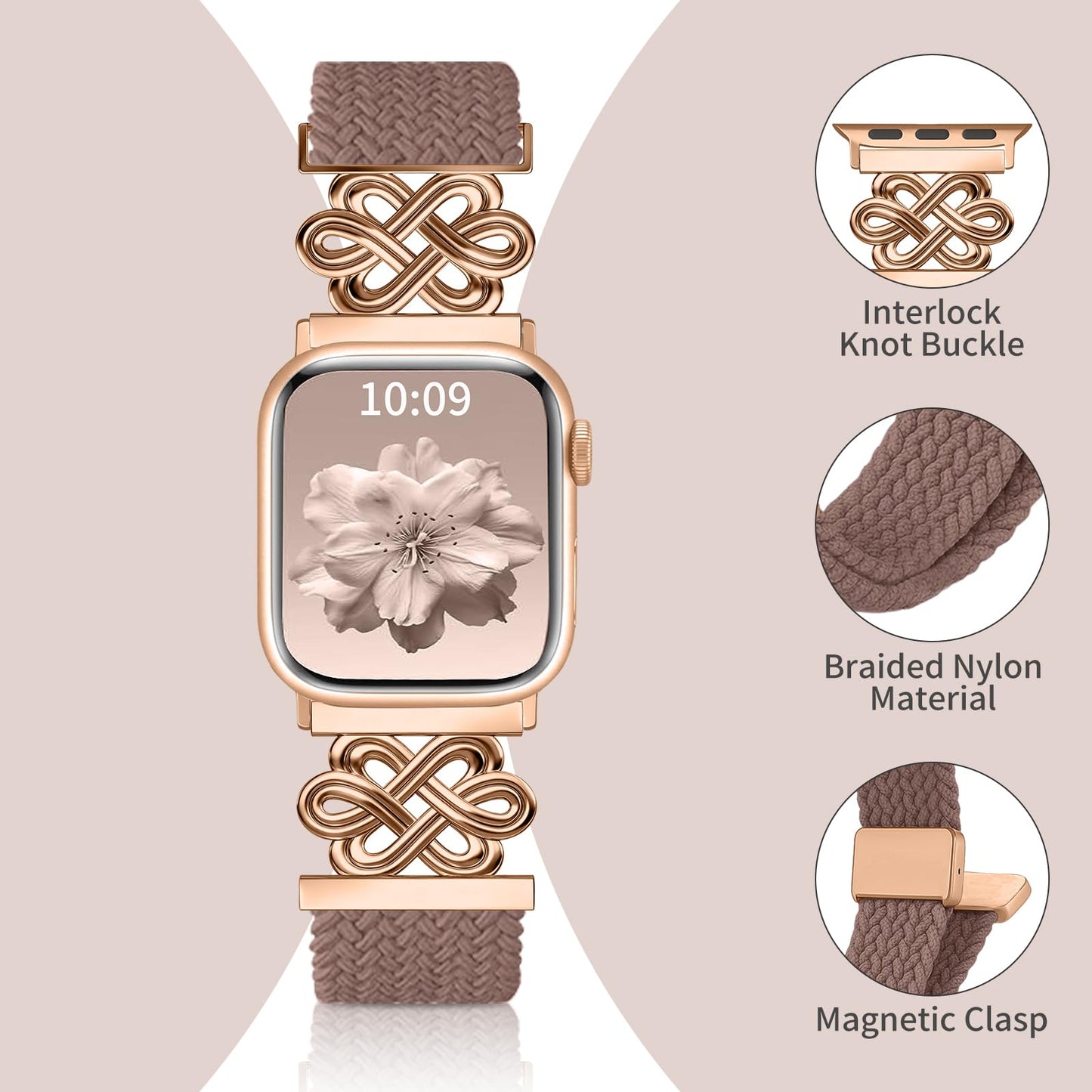 Chinber Braided Band Compatible with Apple Watch Bands 40mm 38mm 41mm 42mm 44mm 45mm 46mm 49mm, Magnetic Clasp Fabric Nylon Interlock Buckle Straps for iWatch Ultra Series 10/9/8/7/6/5/4/3/2/1/SE