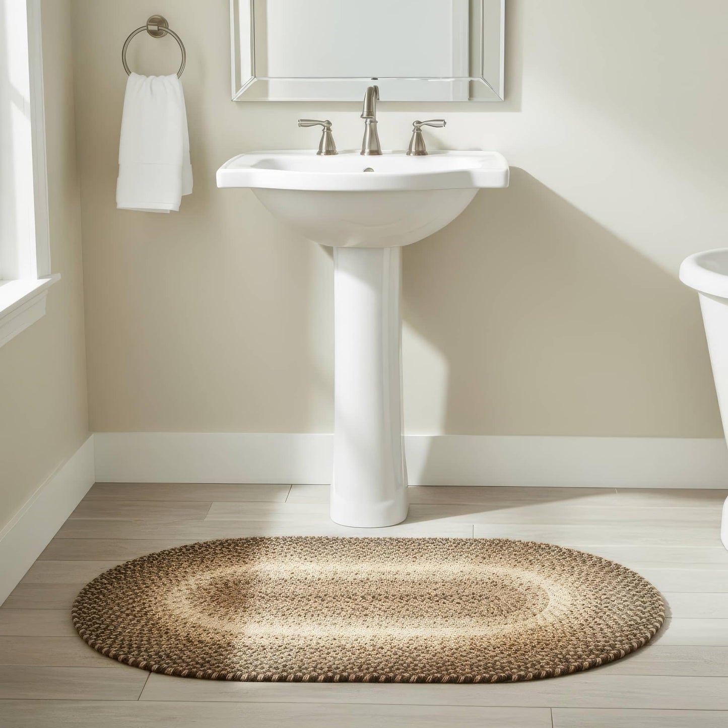 Super Area Rugs Braided Rugs 2X3 Farmhouse Kitchen Rug - Ridgewood Braided Rug for Living Room - Reversible - Indoor/Outdoor - Made in USA - Brown Velvet/Beige, 2' X 3' Oval