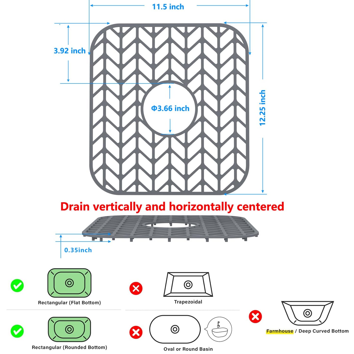 JIUBAR Sink Protectors for Kitchen Sink 12"x11"Silicone Sink mat 2pcs