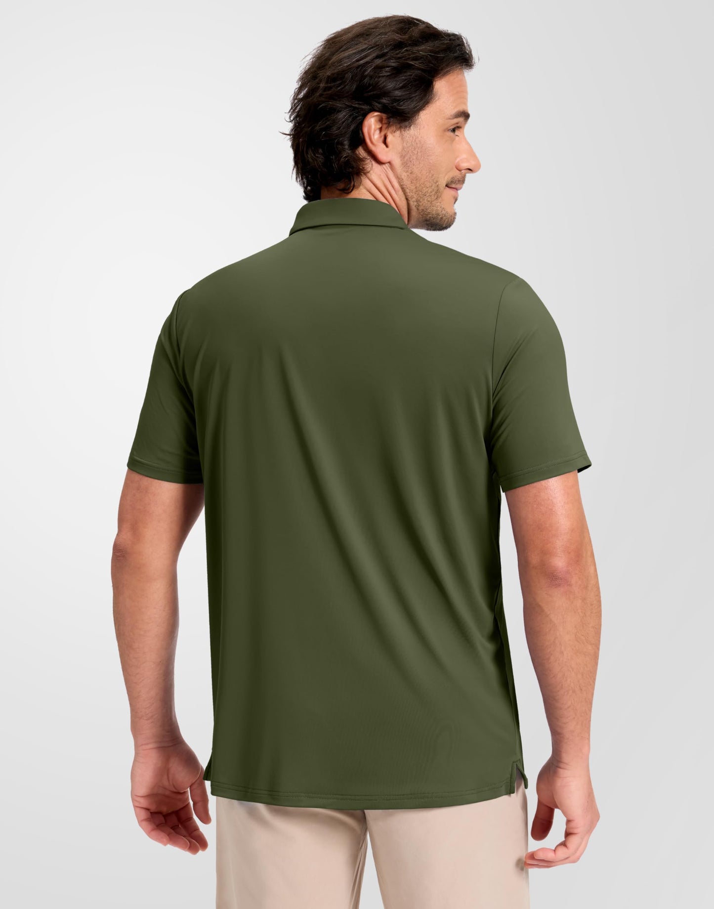 Obla Mens Golf Shirt Short Sleeve Dry Fit Moisture Wicking Performance Athletic Casual Work Collared Polo Shirts for Men (Olive Green_XL)