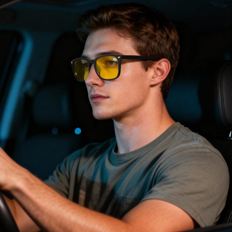PLFOG Night Driving Glasses for Men Women - Polarized Night Vision Glasses Anti Glare Nighttime Eyeglasses Yellow Lens