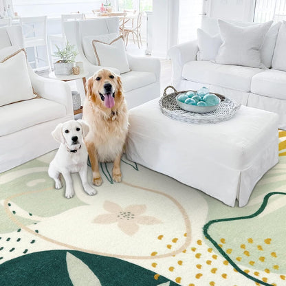 Lahome Sage Green Boho Area Rug 5x7, Washable Non Slip Soft Botanical Rug for Living Room Bedroom Cozy Home Decor