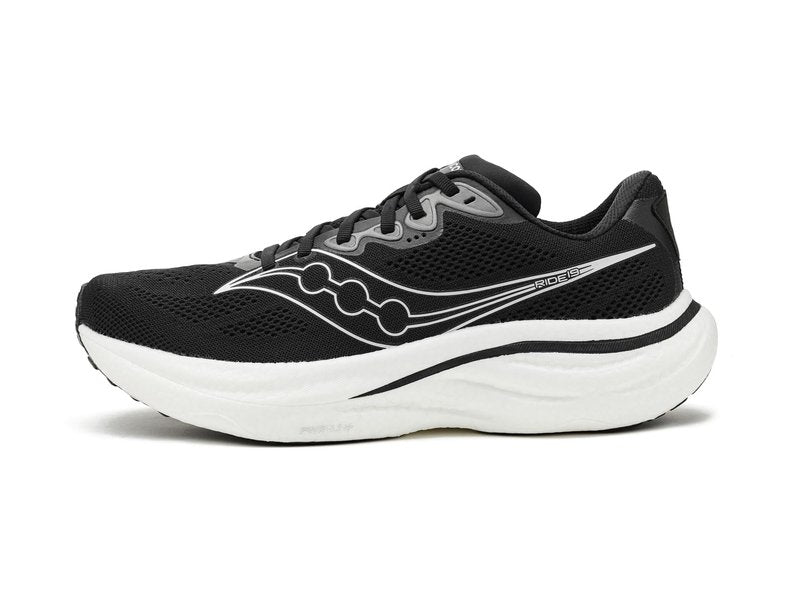 Saucony Women's Ride 19 Sneaker, Black/Silver, 8.5