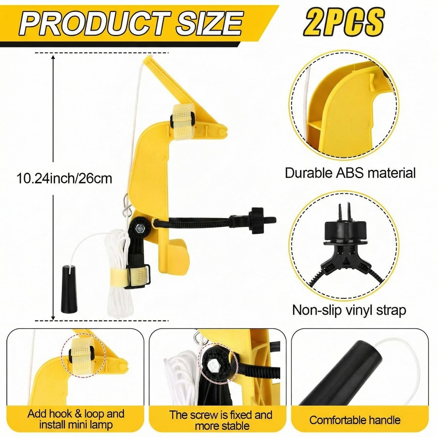 Novabright 2 Pcs Spray Can Extension Pole Adapter - Adjustable Angle Aerosol Can Trigger Handle with Pull Cord - High Reach Tool for Wasp Hornet Sprayer, Carpenter Bee Dusting & Painting (Yellow)
