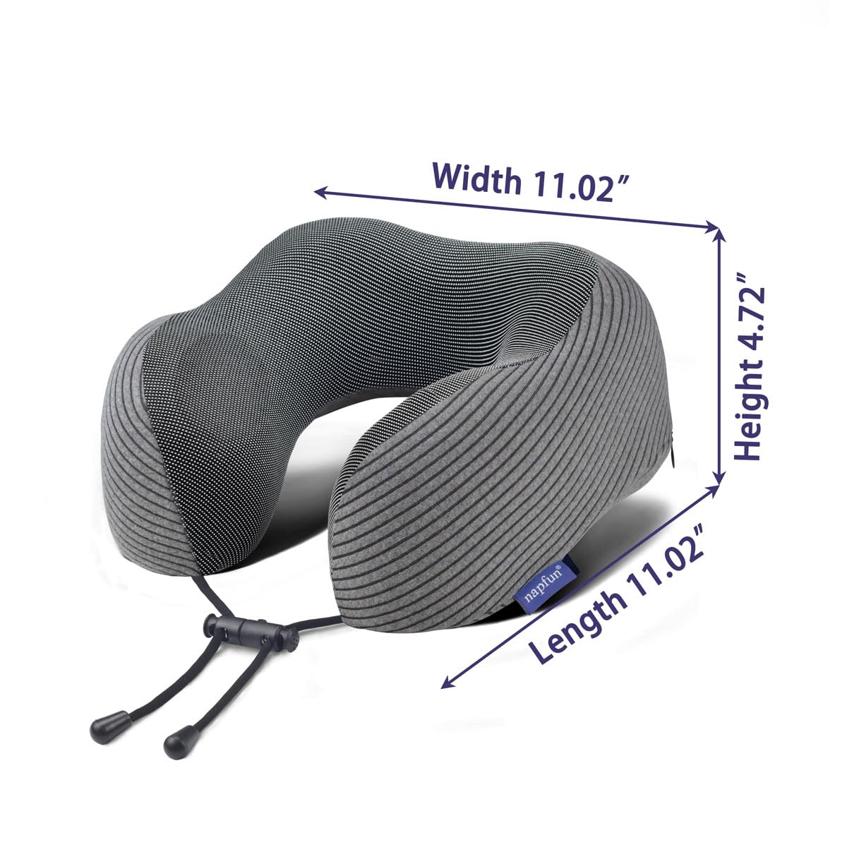 napfun Neck Pillow for Traveling, Upgraded Travel Neck Pillow for Airplane 100% Pure Memory Foam Travel Pillow for Flight Headrest Sleep, Portable Plane Accessories, Light Grey