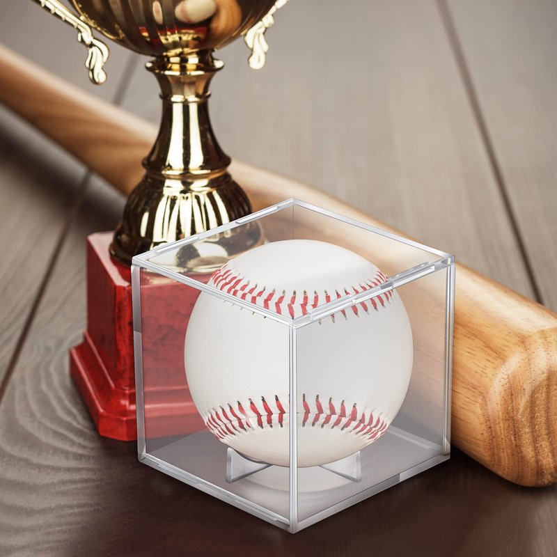 18 Pcs Baseball Display Case, Clear UV Protected Ball Holder Square Acrylic Baseball Cube Box Autograph Cases Storage for Display Official Size Standing, 3.15 Inches