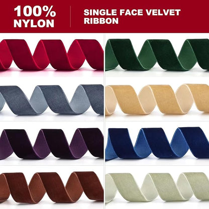 Coffee Velvet Ribbon 3/8" x 20Yd,Great for Gift Wrapping,Hair Bows Making, Wreaths,Wedding and Christmas Party Decoration(Coffee 3/8")