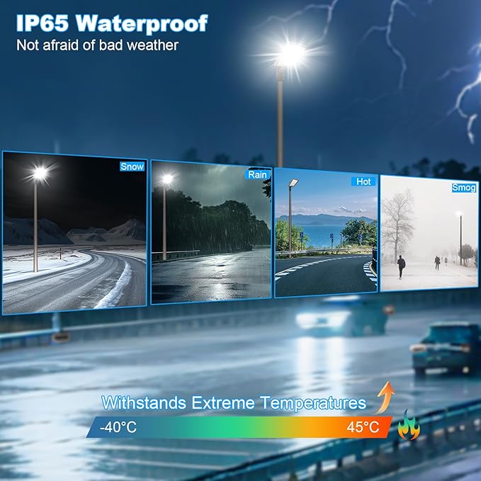 350W LED Parking Lot Lights Outdoor with Slip Fit Mount 52500LM 5000K Super Bright Dusk-to-Dawn Parking Area Light IP65 Commercial and Security Street Stadium Lighting Heavy-Duty 100-277V