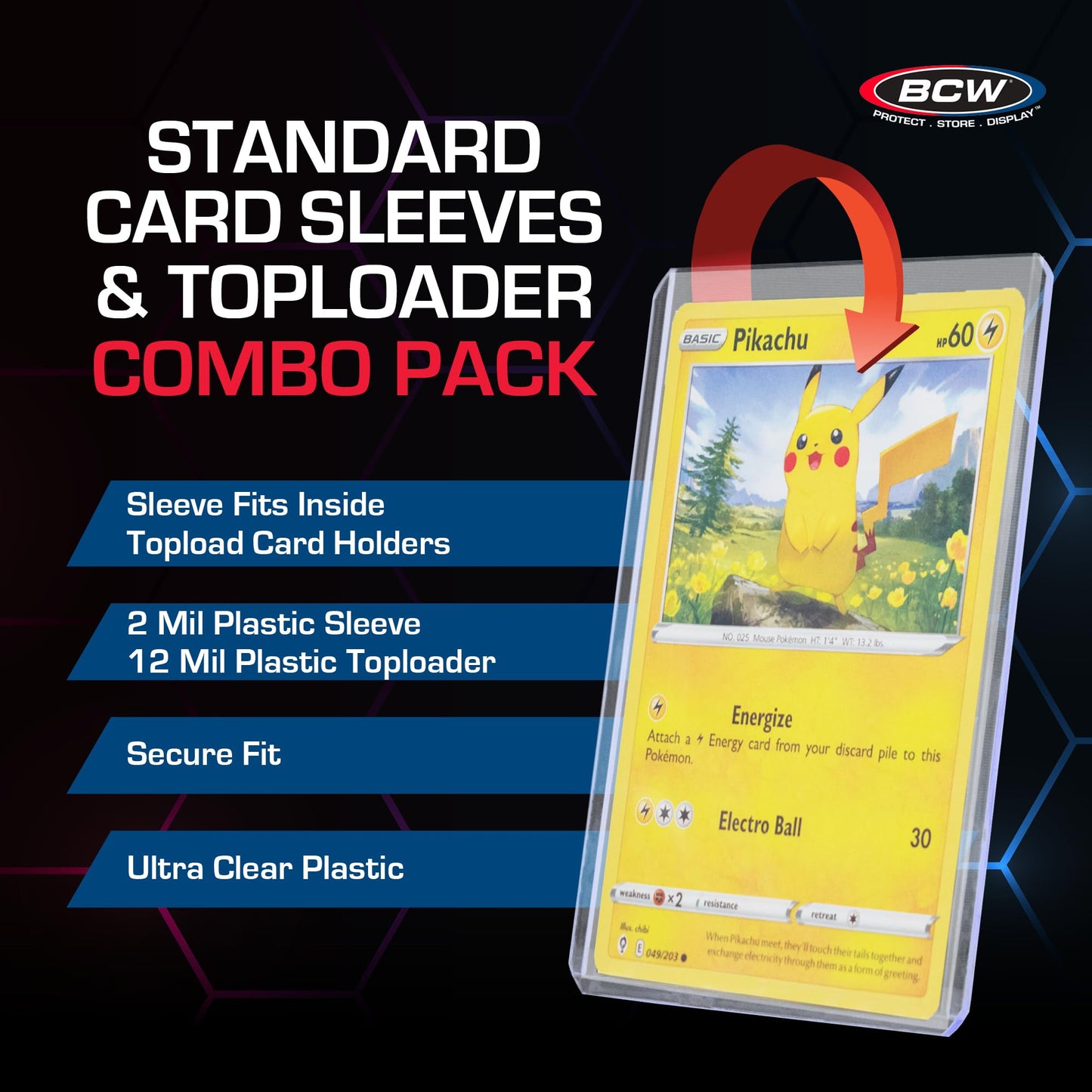 BCW Card Sleeves and Toploaders for Card Combo - 500 Count | Premium Top Loaders and Acid-Free Penny Sleeves | Great for Football, Magic: The Gathering, Pokémon, and Baseball Card Protectors