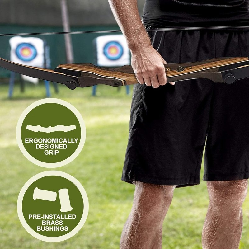 Samick Sage Recurve Bow and Arrow Set - 62-Inch Takedown Archery Kit with 6 Arrows, Quiver, & Accessories for Adults