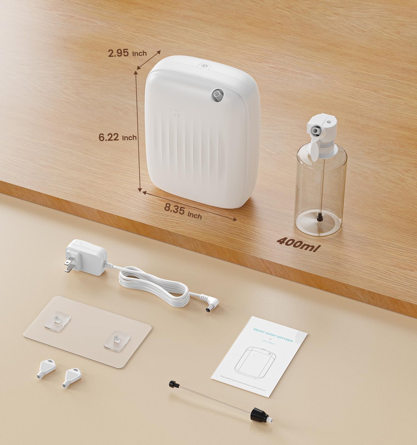 Ziweo Waterless Essential Oil Diffuser - Whole-Home Scent Cold Air Diffuser Up to 3000sq.ft for Large Home Office Hotel - Adjustable Intensity & Time, App & Panel Control - Quiet, Wall Amount - 400ml