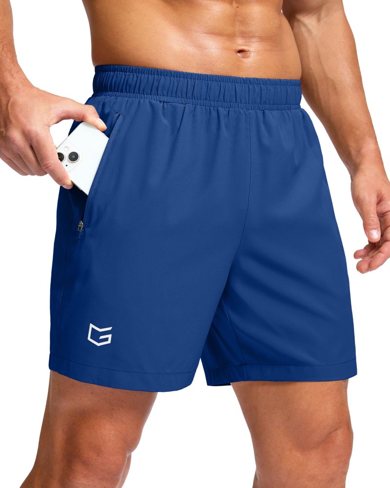 G Gradual Men's Athletic Running Shorts with Zipper Pockets Quick Dry 7"/ 5"/ 9" Workout Gym Shorts for Basketball Hiking(Royal Blue,5XL)