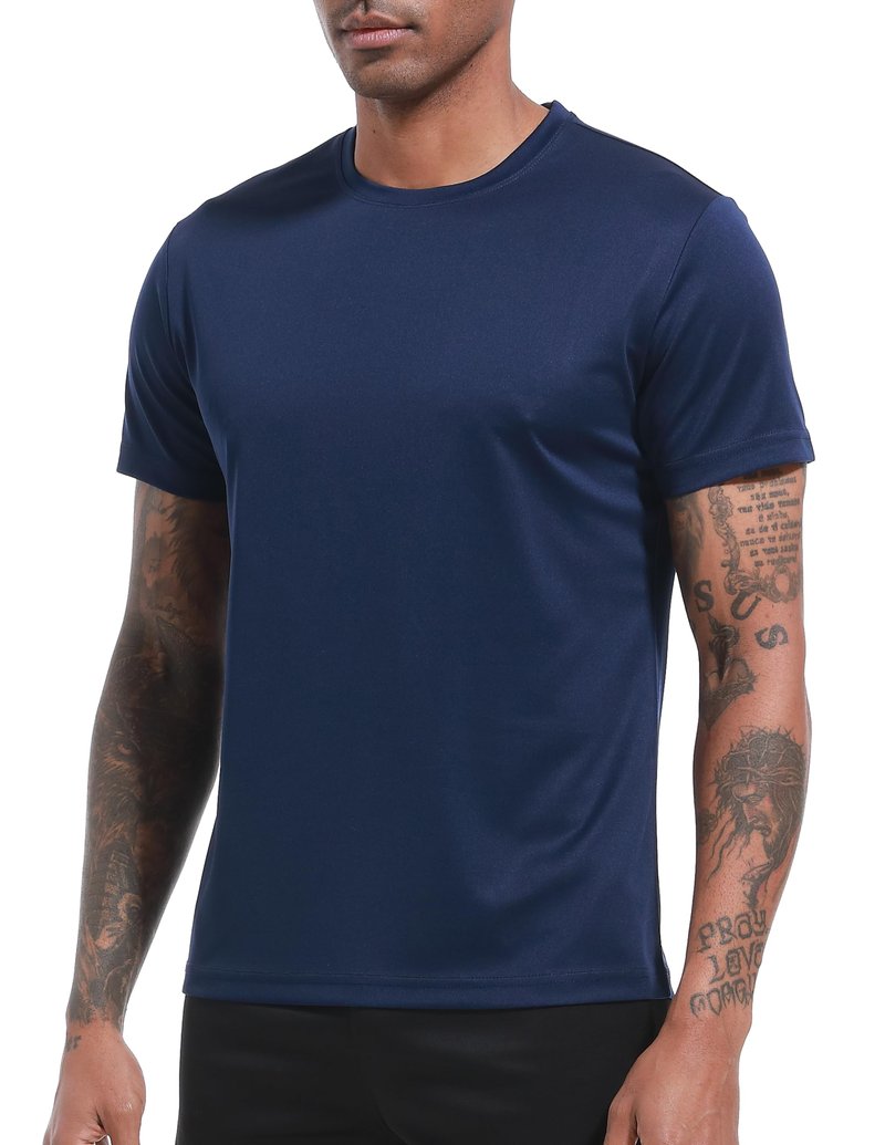 OYGSieg 5 Pack Mens Workout Shirts Quick Dry Short Sleeve Athletic Crew Neck T-Shirts for Running Gym Training Fitness 5B XL