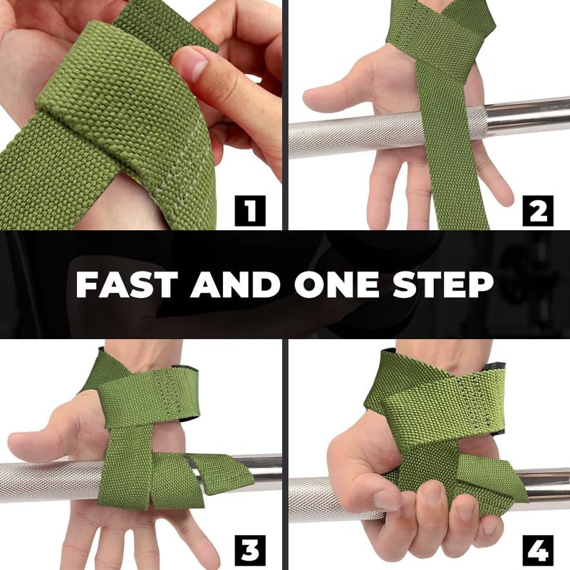 WSAKOUE Lifting Straps, Weightlifting Straps, Deadlift Straps with Padded Neoprene for Power Lifting, Bodybuilding, Gym Workout, Strength Training & Fitness Workout, Resistance - Green