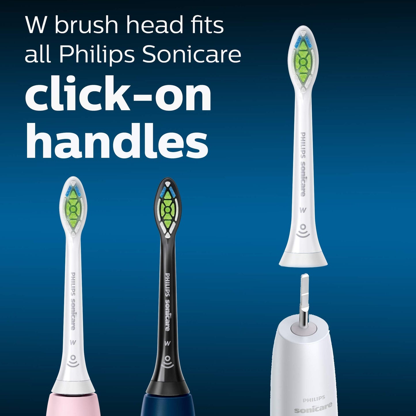 Philips Sonicare W DiamondClean - Genuine Replacement Electric Toothbrush Heads, White, 4 Pack One Year Supply, HX6064/65