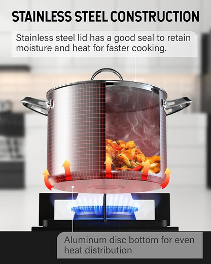 Cooks Standard Classic 8 Quart Stock Pot with Lid, Stainless Steel Pasta Pot