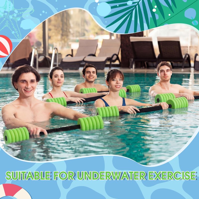 Soulchen Long Aquatic Exercise Dumbbells Foam Water Weights Dumbbell Aquatic Pool Barbells with High Density EVA Foam for Swim Water Aerobics Workouts Loss(Green,37.01 Inch)