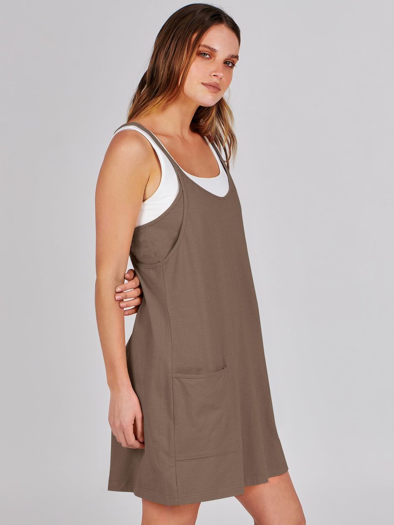 Caracilia Womens Summer Mini Dress 2025 Casual Sleeveless Built in Shapewear Sundress Trendy Short Tennis Athletic Outfits Coffee Medium