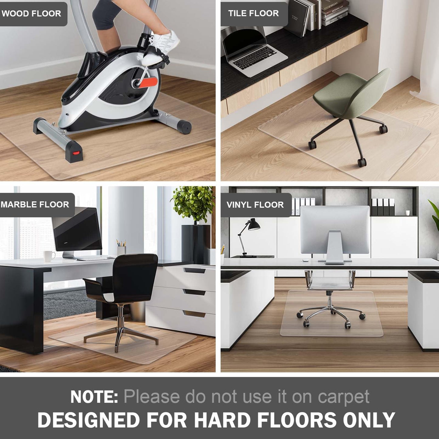 Clear Chair Mat for Hardwood Floors 36"x48" - Office Desk Chair Mat Protector Easy Glide for Rolling Chairs, Home & Computer Use