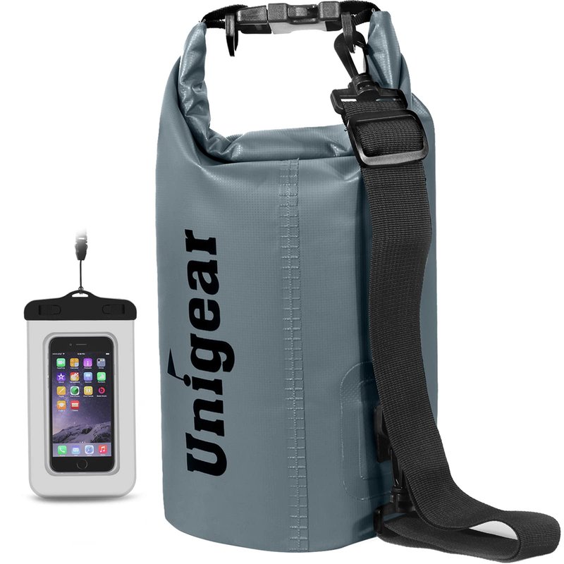 Unigear Dry Bag Waterproof, Floating and Lightweight Bags for Kayaking, Boating, Fishing, Swimming and Camping with Waterproof Phone Case (Gray, 40L)