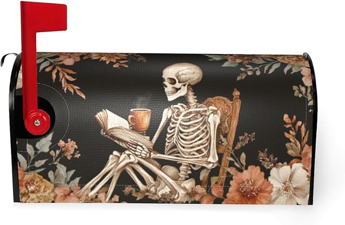 DADABULIU Mailbox Covers Skull Flower Book Boho Magnetic Letter Post Box Cover Standard Size 25.5 x 21 Inch Garden Yard Home Decorative