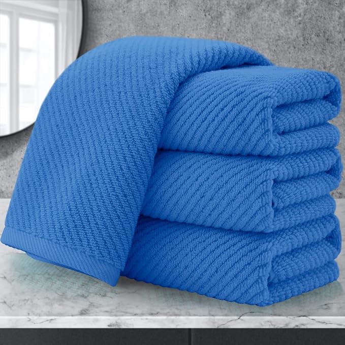 VOOVA & MOVAS Blue Hand Towels for Bathroom, 4 Pack Large 18"x28"
