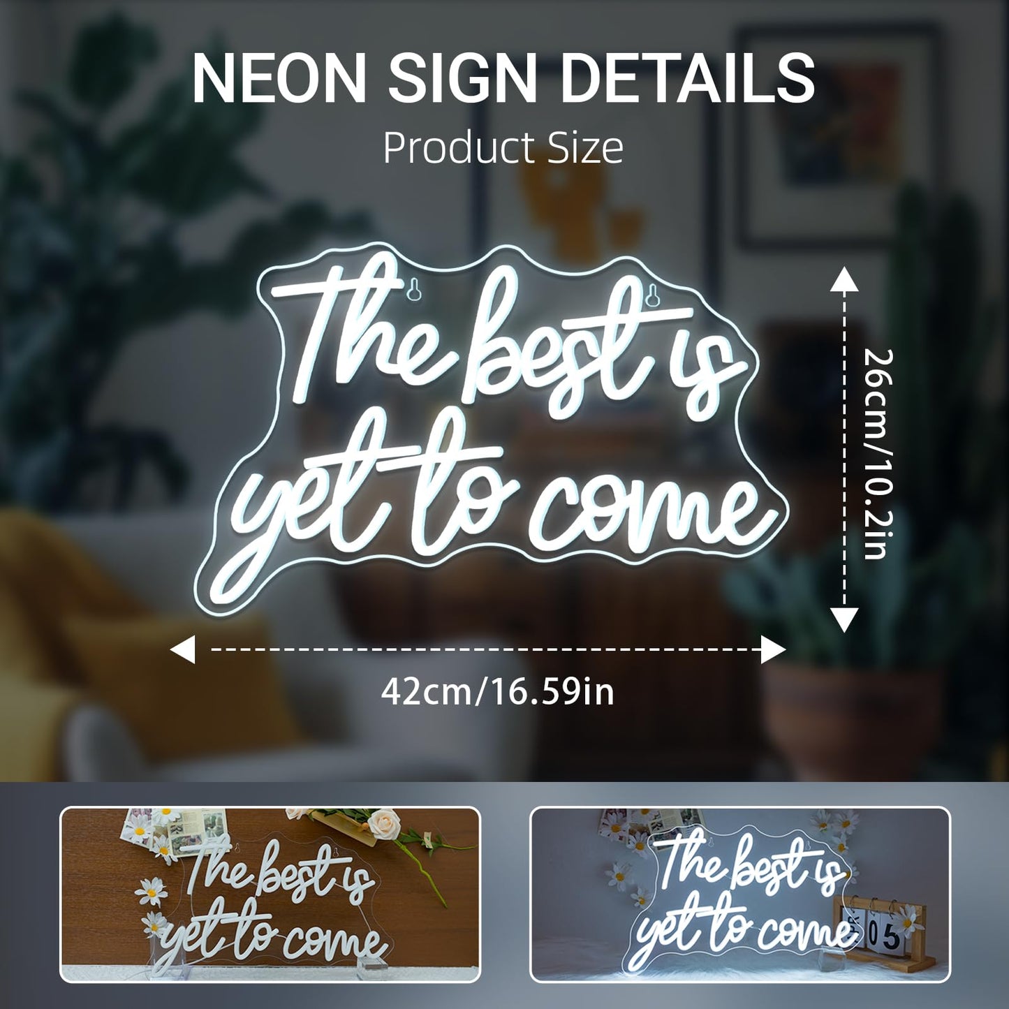 FAXFSIGN The Best Is Yet to Come Neon Sign White Letter Led Neon Lights for Wall Decor Usb Word Light Up Signs for Bedroom Home Bar Wedding Birthday Party Kids Room Teens Gifts